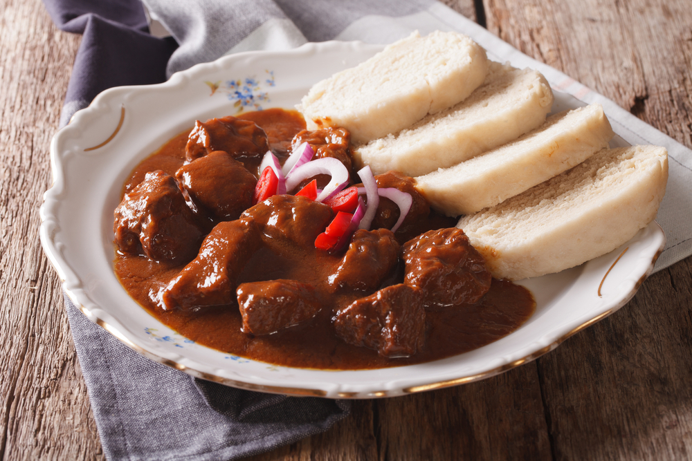 Czech traditional goulash with breaded dumpling